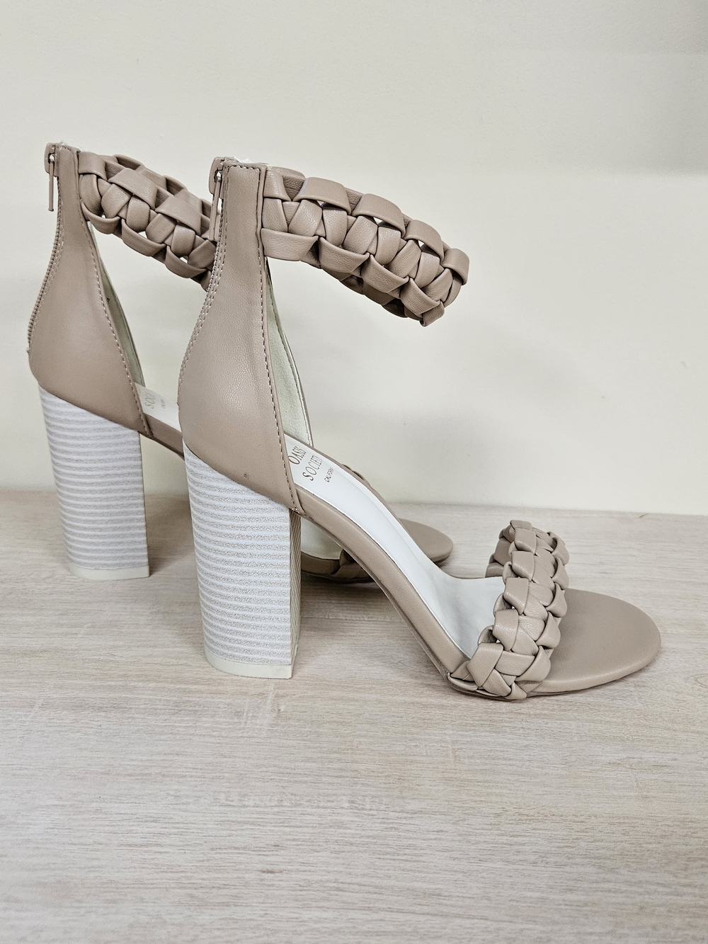 NIB | OASIS SOCIETY | 7.5 | Braided Block Heel Sandals Nude - Picture 5 of 7